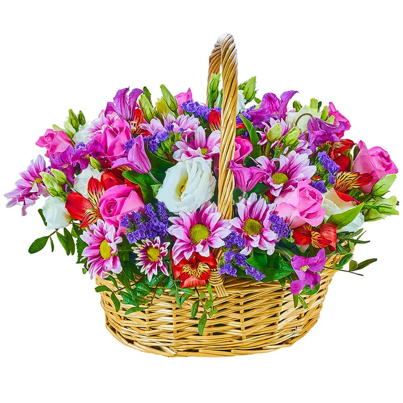 Корзина с цветами «Причина поцелуя»